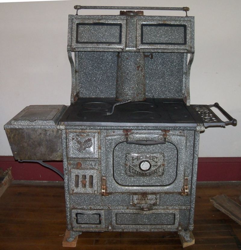 Antique Home Comfort Wood Burning Cook Stove Wrought Iron Range Company